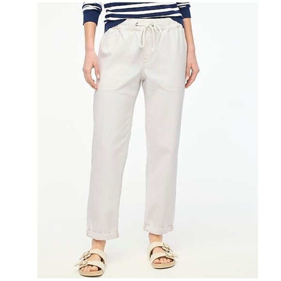 J. Crew Drawstring Pull On Straight Leg Jeans White Size 30 NWT - Picture 1 of 7
